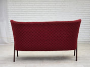 2-Seater_Sofa,_Red_Upholstery_&_Beech_Wood_Frame,_1960s_Denmark