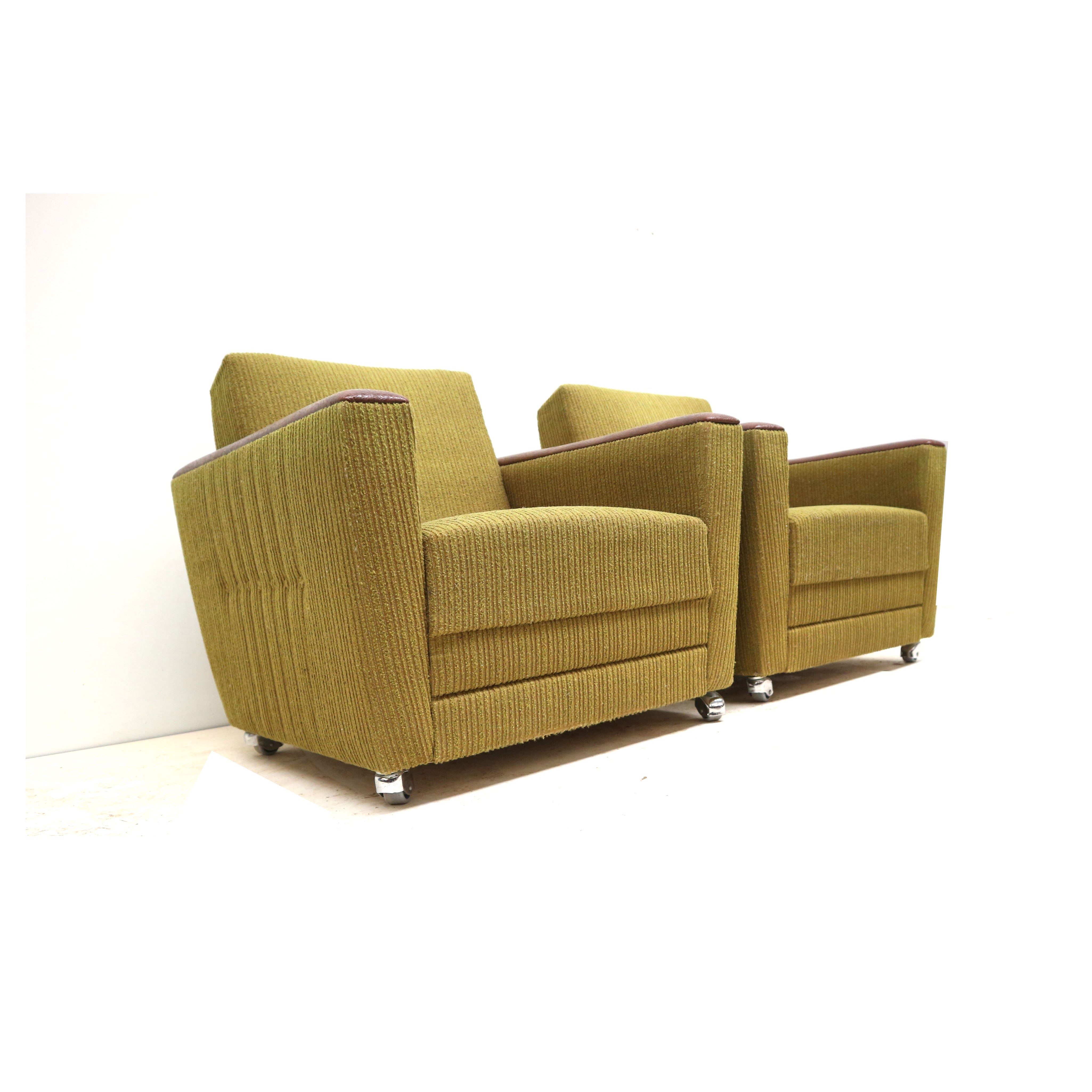 Set_of_2_Mid_Century_Armchairs_with_Leather_Armrests_and_Castors,_1950s–1960s