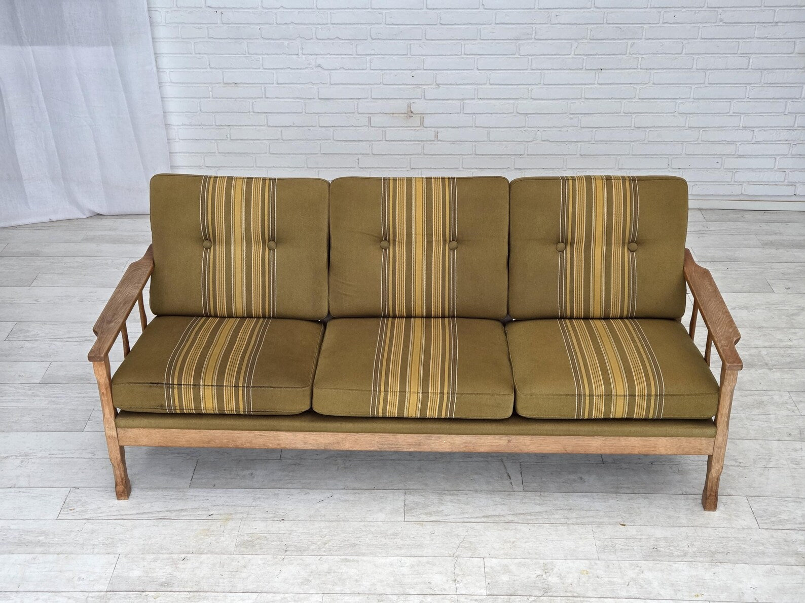 3-Seater_Sofa,_Oak_Frame_&_Wool_Upholstery,_1970s_Denmark