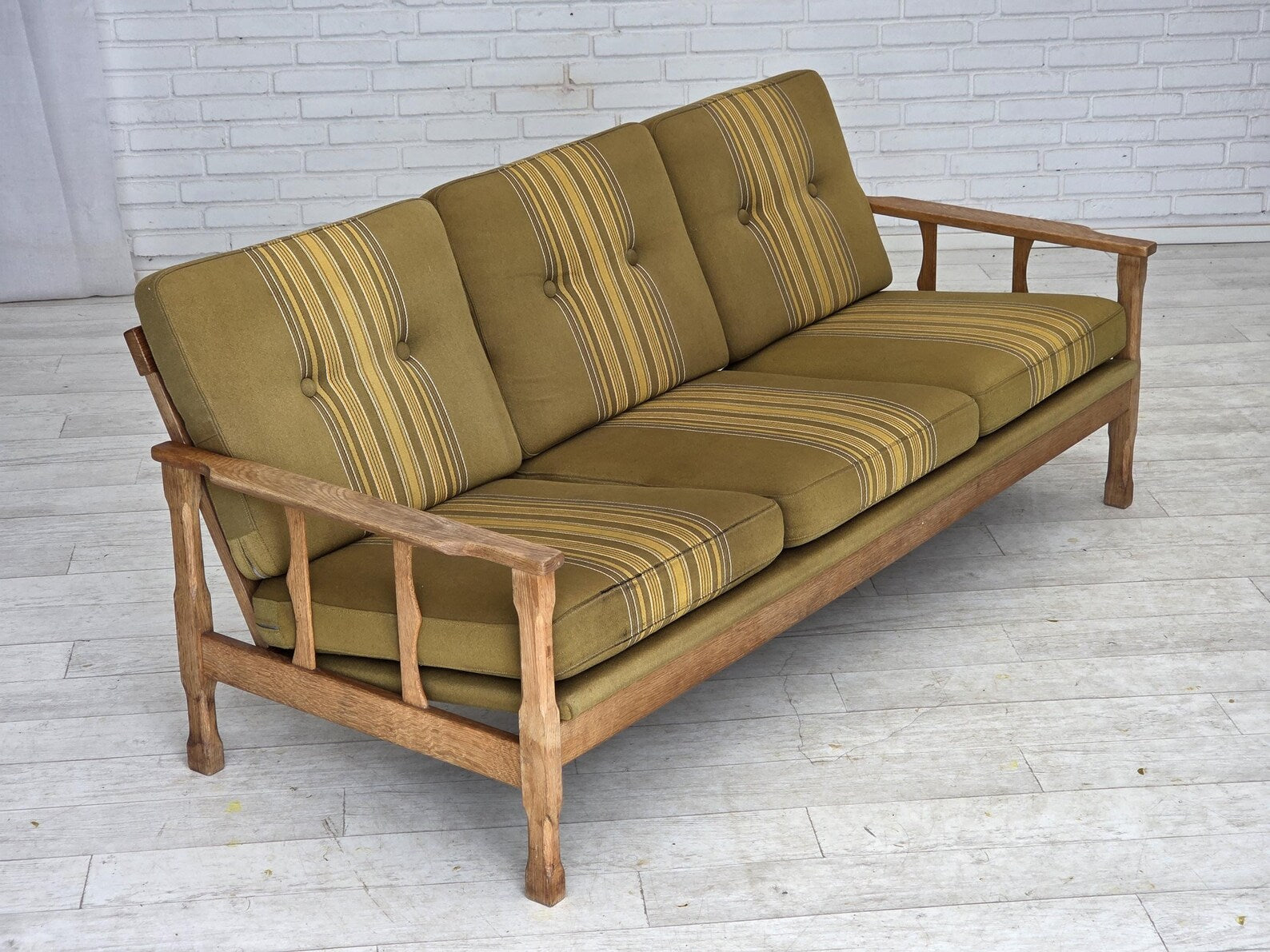3-Seater_Sofa,_Oak_Frame_&_Wool_Upholstery,_1970s_Denmark