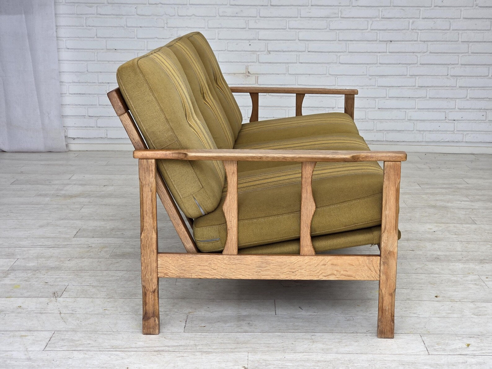 3-Seater_Sofa,_Oak_Frame_&_Wool_Upholstery,_1970s_Denmark