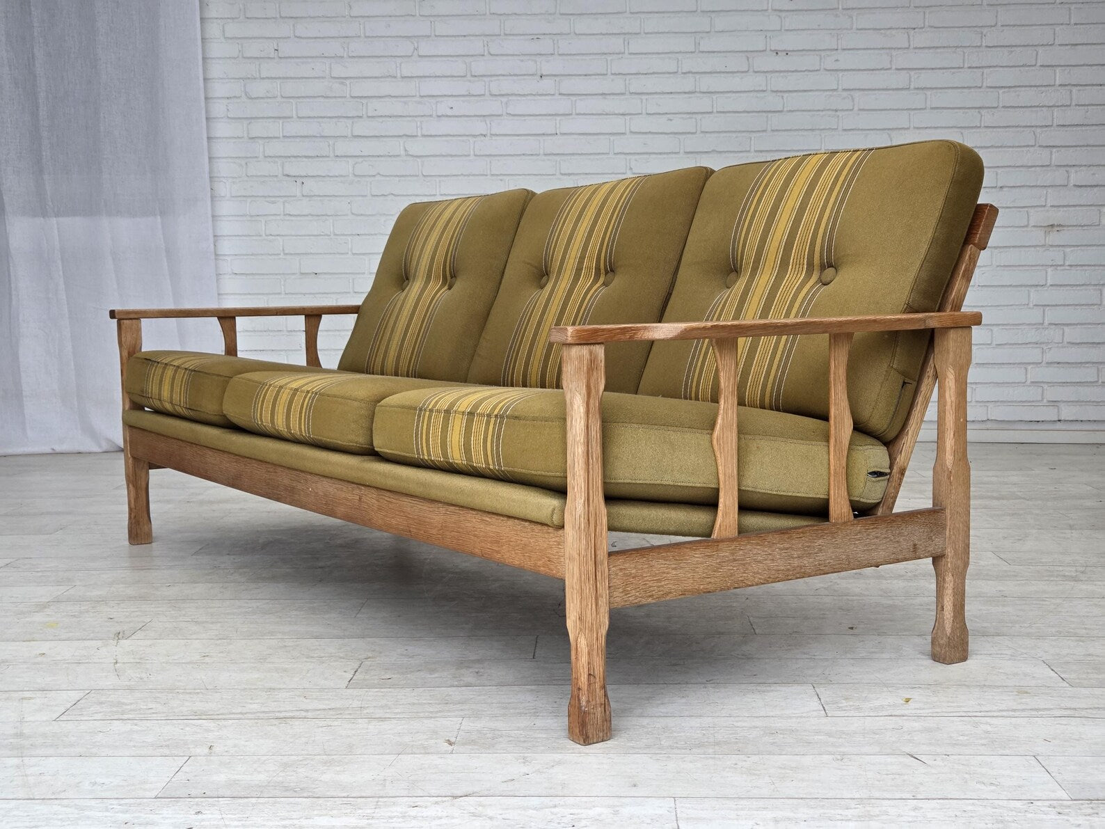 3-Seater_Sofa,_Oak_Frame_&_Wool_Upholstery,_1970s_Denmark