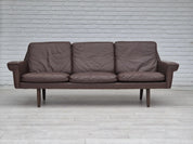 3-Seater_Sofa,_Original_Brown_Leather_&_Beech_Wood,_1970s_Denmark