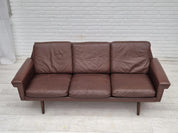 3-Seater_Sofa,_Original_Brown_Leather_&_Beech_Wood,_1970s_Denmark
