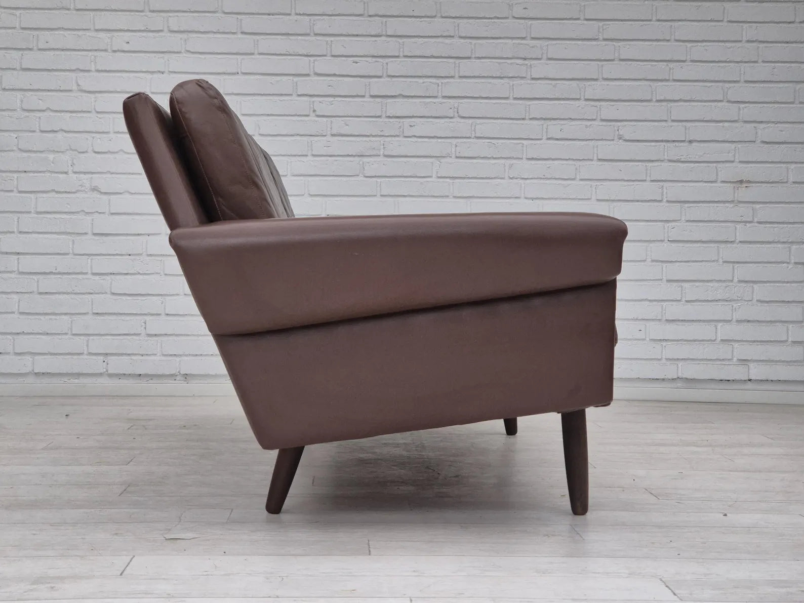 3-Seater_Sofa,_Original_Brown_Leather_&_Beech_Wood,_1970s_Denmark