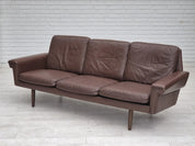 3-Seater_Sofa,_Original_Brown_Leather_&_Beech_Wood,_1970s_Denmark