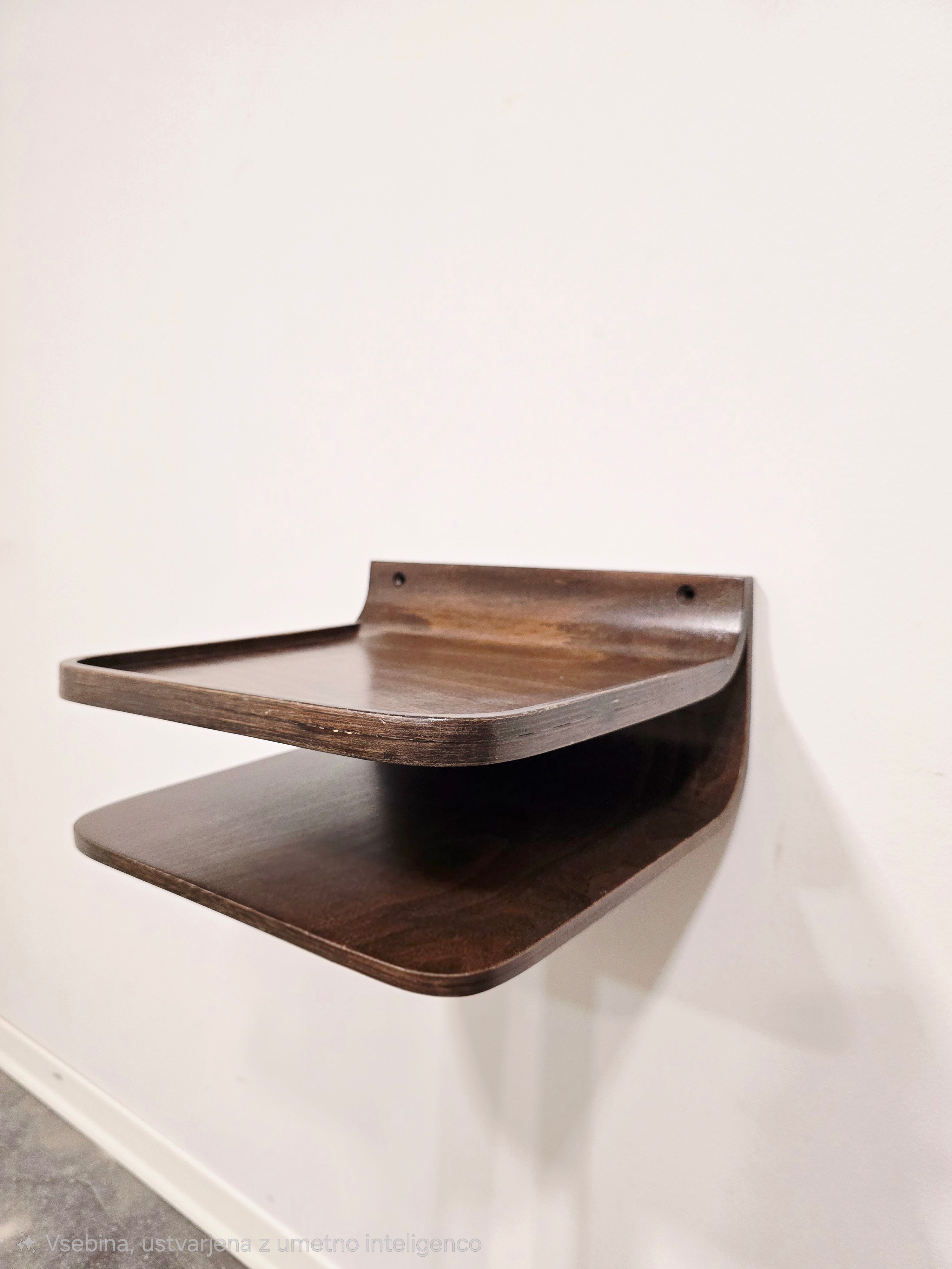 Vintage_Mid-Century_Modern_Floating_Wall_Shelf_in_Bentwood_Plywood_with_Two_Tiers,_1960s