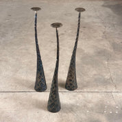 Set_of_3_Sculptural_Burnished_Metal_Floor_Candle_Holders,_Italy,_1980s