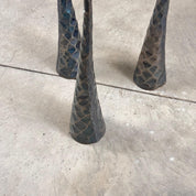 Set_of_3_Sculptural_Burnished_Metal_Floor_Candle_Holders,_Italy,_1980s