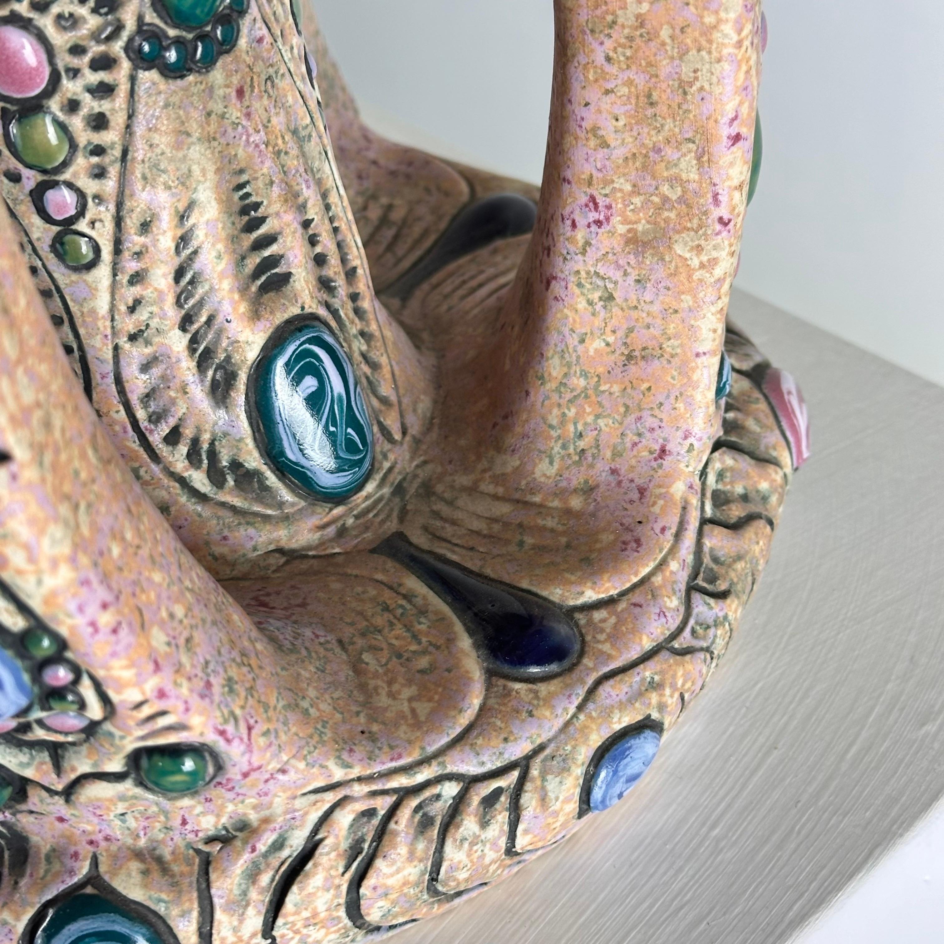 Art_Deco_Hand-Painted_Ceramic_Riser_with_Gem_Motifs_by_Amphora,_Czechoslovakia,_1930s