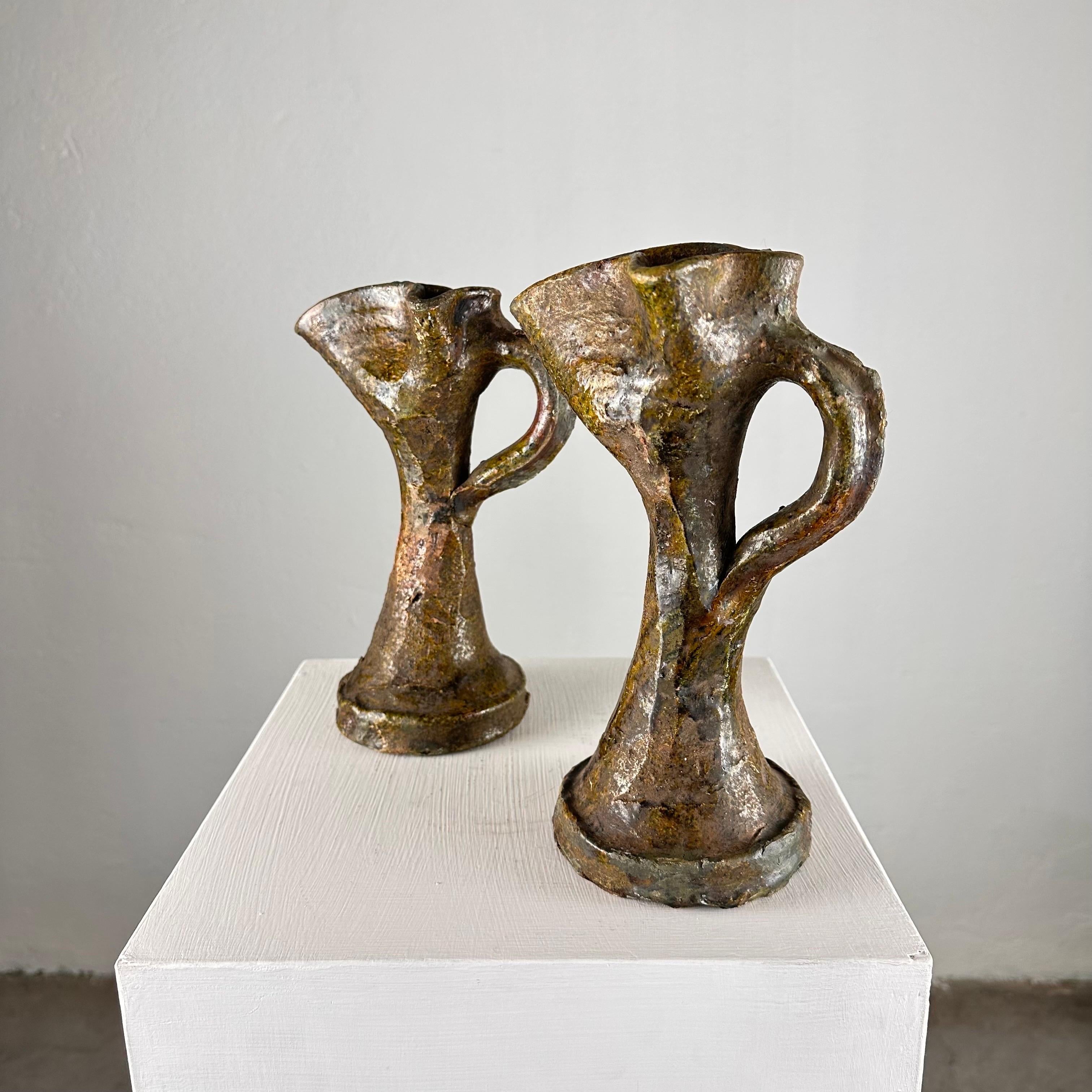 Set_of_2_Handmade_Rustic_Ceramic_Jugs_in_Earthy_Glazes,_Italy,_Early_20th_Century
