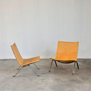 Poul_Kjaerholm_PK22_Lounge_Chairs_for_Fritz_Hansen_in_Cognac_Leather,_1956