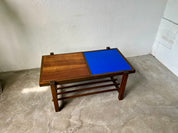 Modernist_Coffee_Table_in_Wood_and_Blue_Glass_in_the_Style_of_Gerrit_Rietveld,_1960s,_Europe