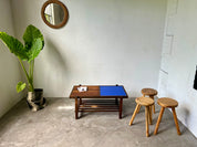 Modernist_Coffee_Table_in_Wood_and_Blue_Glass_in_the_Style_of_Gerrit_Rietveld,_1960s,_Europe