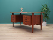 1970s_Danish_Teak_Executive_Desk_by_Kai_Kristiansen,_Six_Lockable_Drawers_and_Rear_Storage_Cabinets