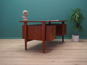 1970s_Danish_Teak_Executive_Desk_by_Kai_Kristiansen,_Six_Lockable_Drawers_and_Rear_Storage_Cabinets