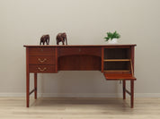 1970s_Danish_Mid-Century_Mahogany_Executive_Desk,_Four_Drawers,_Lockable_Bar_Cabinet_and_Rear_Shelf
