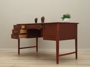 1970s_Danish_Mid-Century_Mahogany_Executive_Desk,_Four_Drawers,_Lockable_Bar_Cabinet_and_Rear_Shelf