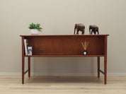 1970s_Danish_Mid-Century_Mahogany_Executive_Desk,_Four_Drawers,_Lockable_Bar_Cabinet_and_Rear_Shelf