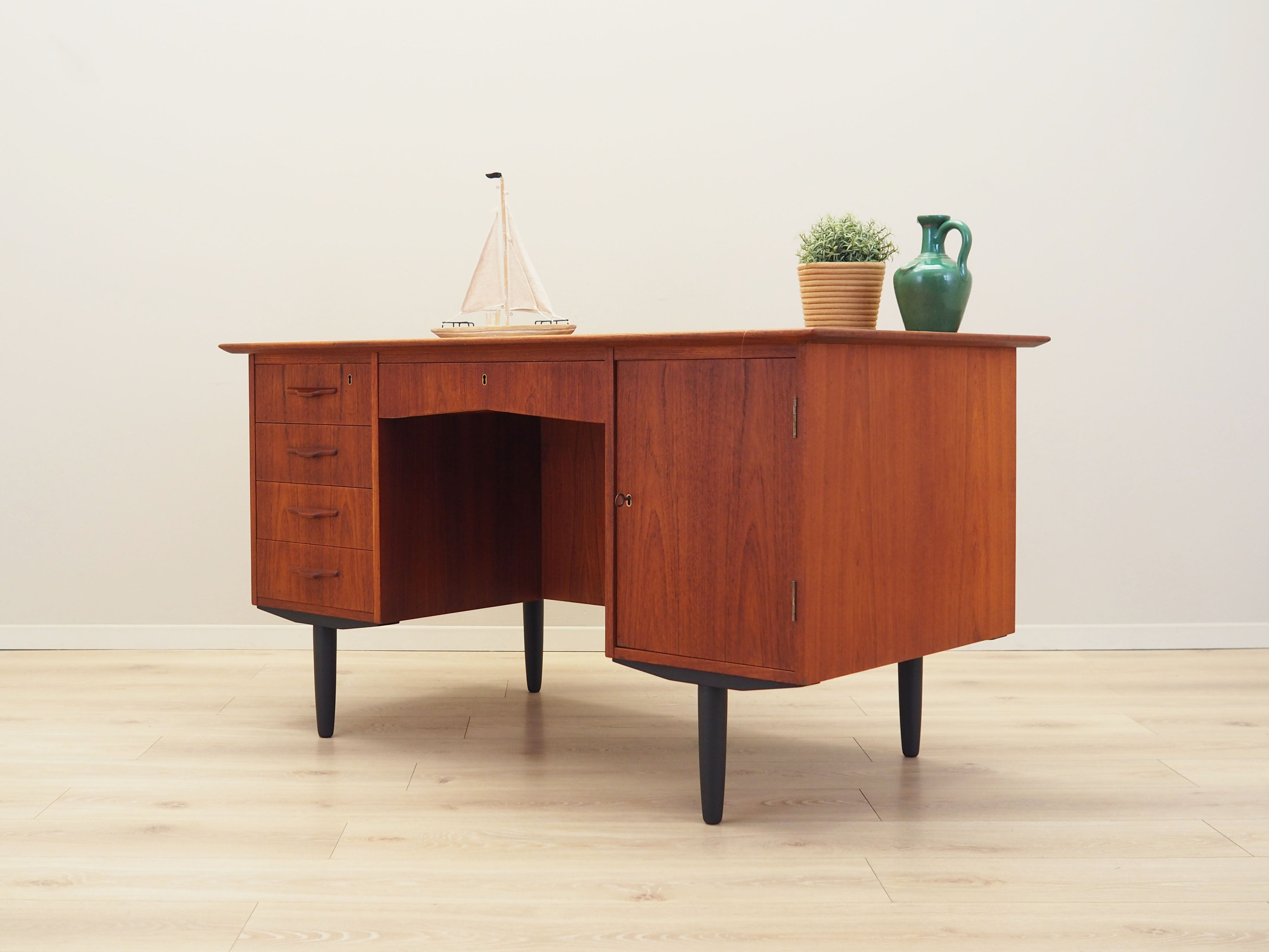 Vintage_Danish_Teak_Executive_Desk_with_Drawers_and_Cabinet,_Black_Wooden_Legs,_1970s