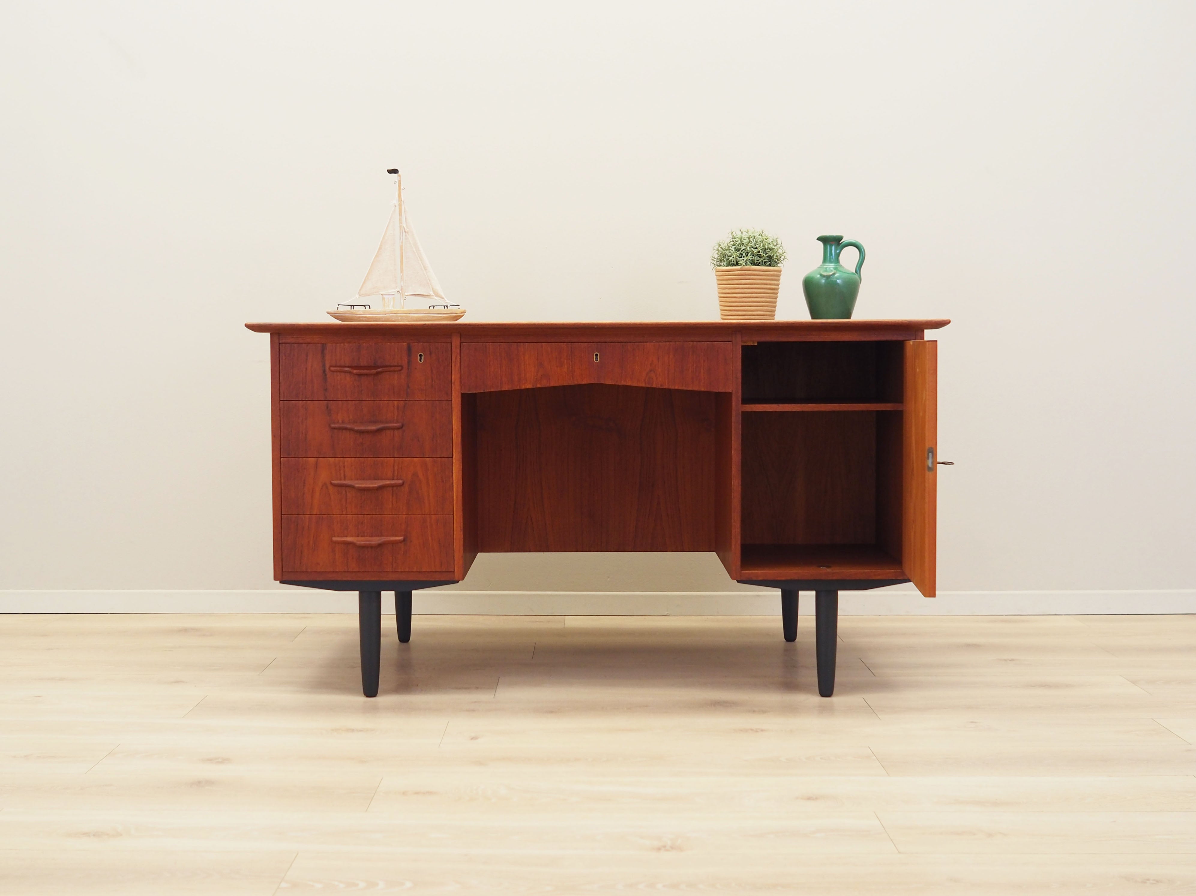 Vintage_Danish_Teak_Executive_Desk_with_Drawers_and_Cabinet,_Black_Wooden_Legs,_1970s