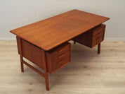 1970s_Danish_Model_75_Teak_Executive_Desk_by_Omann_Jun,_Six_Drawers_and_Rear_Bar_Cabinet