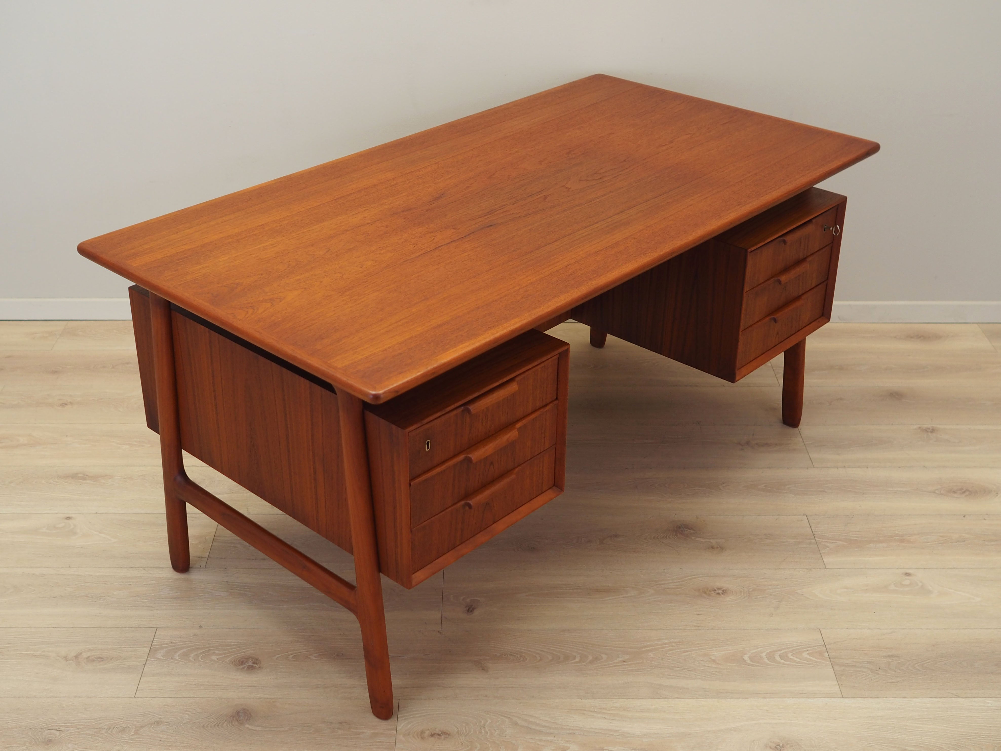 1970s_Danish_Model_75_Teak_Executive_Desk_by_Omann_Jun,_Six_Drawers_and_Rear_Bar_Cabinet