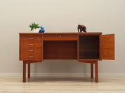 1970s_Danish_Mid-Century_Teak_Executive_Desk,_Five_Drawers,_Storage_Cabinet_and_Rear_Shelf