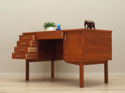 1970s_Danish_Mid-Century_Teak_Executive_Desk,_Five_Drawers,_Storage_Cabinet_and_Rear_Shelf