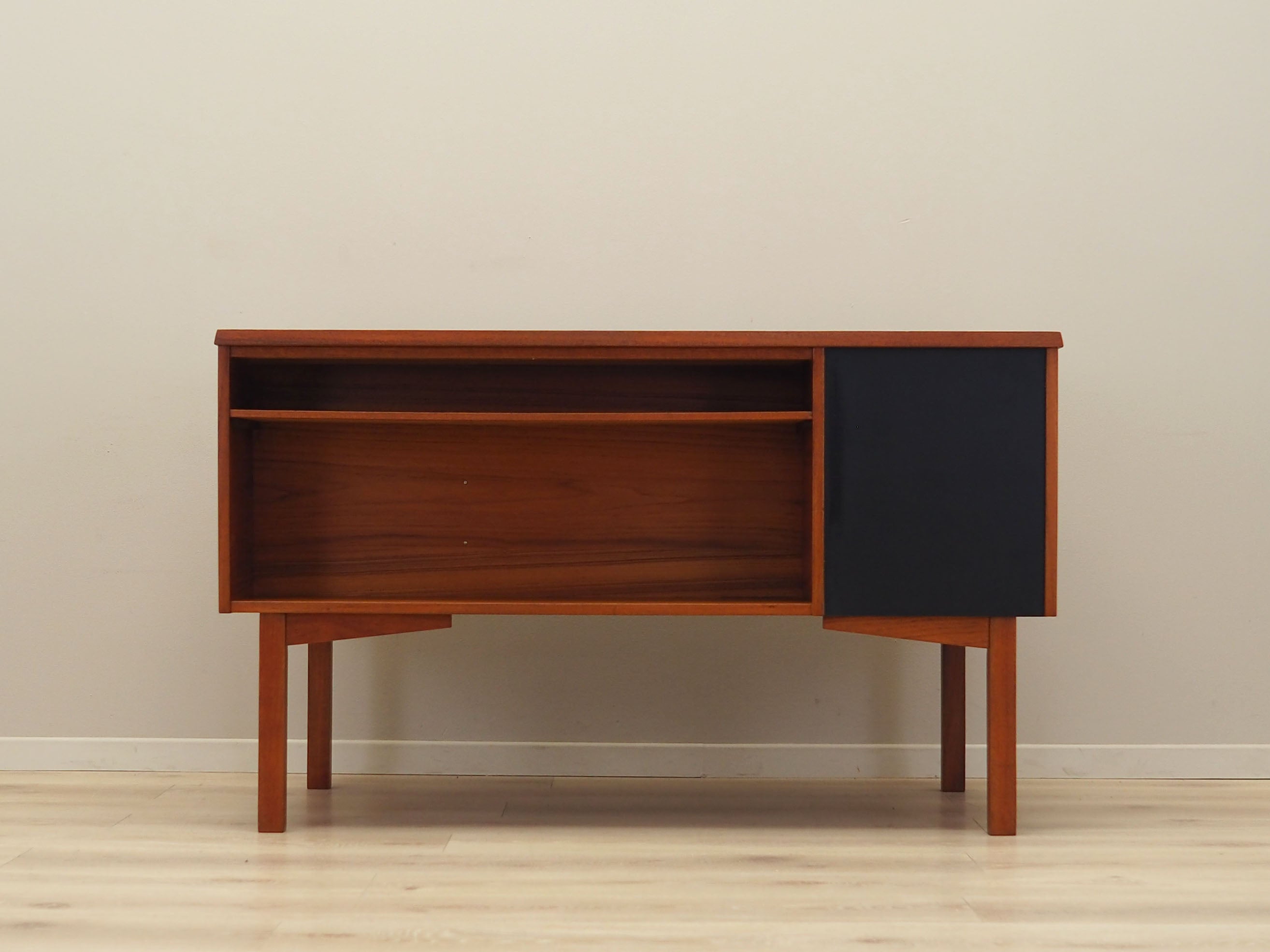 1970s_Danish_Mid-Century_Teak_Executive_Desk,_Five_Drawers,_Storage_Cabinet_and_Rear_Shelf