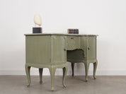 1960s_Danish_Solid_Pine_Desk,_Green_Shabby_Chic_Finish,_Storage_Cabinets_and_Lockable_Bar