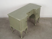 1960s_Danish_Solid_Pine_Desk,_Green_Shabby_Chic_Finish,_Storage_Cabinets_and_Lockable_Bar