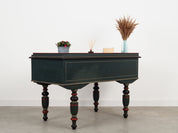 1960s_Danish_Solid_Pine_Desk,_Green_Shabby_Chic_Finish,_Five_Drawers_and_Working_Locks