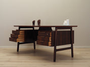 1970s_Danish_Model_75_Rosewood_Executive_Desk_by_Omann_Jun,_Six_Drawers_and_Rear_Bar_Cabinet