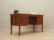 1970s_Danish_Mid-Century_Teak_Executive_Desk,_Six_Drawers_and_Wood_Handles_with_Metal_Details