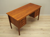 1970s_Danish_Mid-Century_Teak_Executive_Desk,_Six_Drawers_and_Wood_Handles_with_Metal_Details