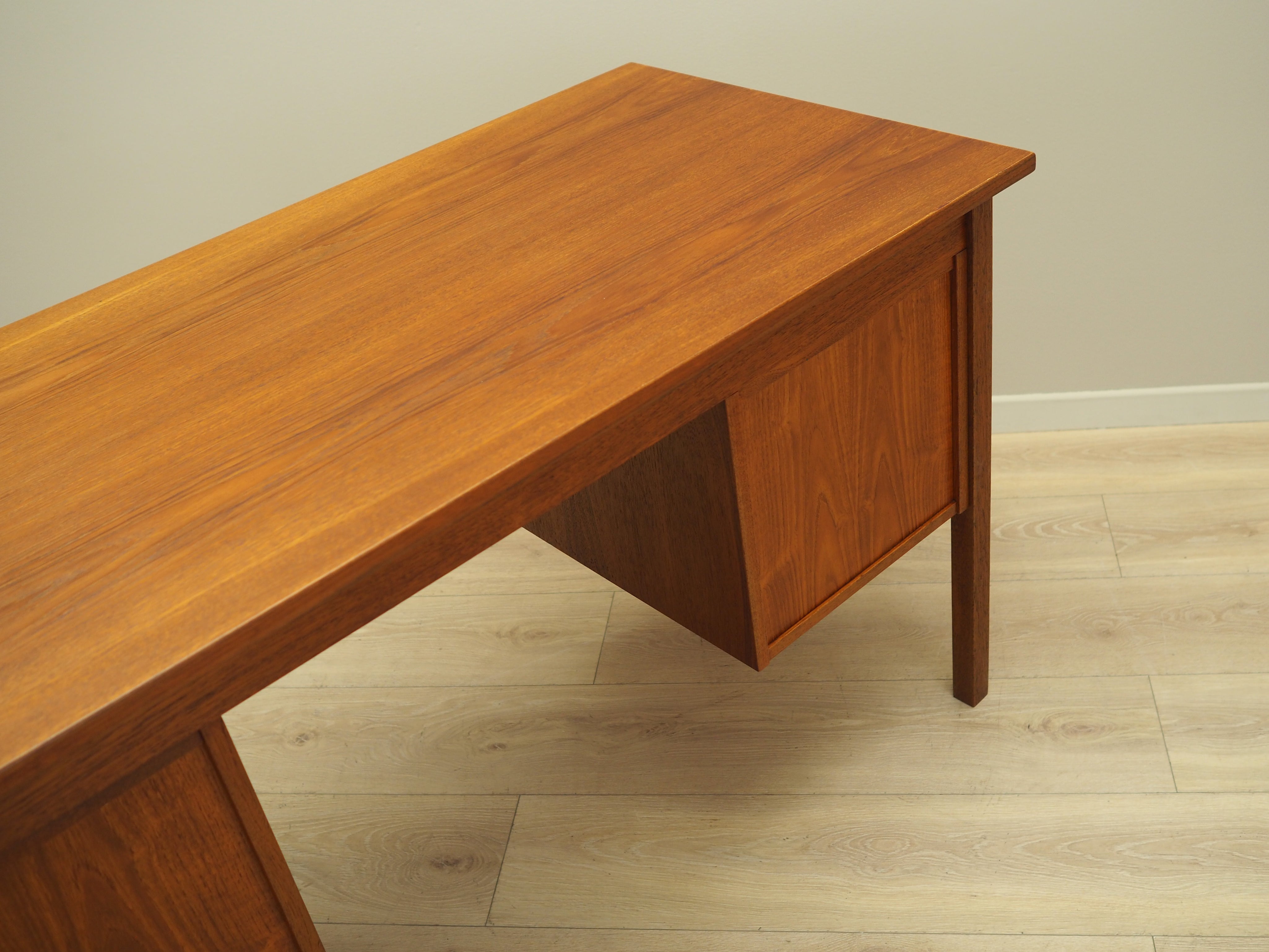 1970s_Danish_Mid-Century_Teak_Executive_Desk,_Six_Drawers_and_Wood_Handles_with_Metal_Details