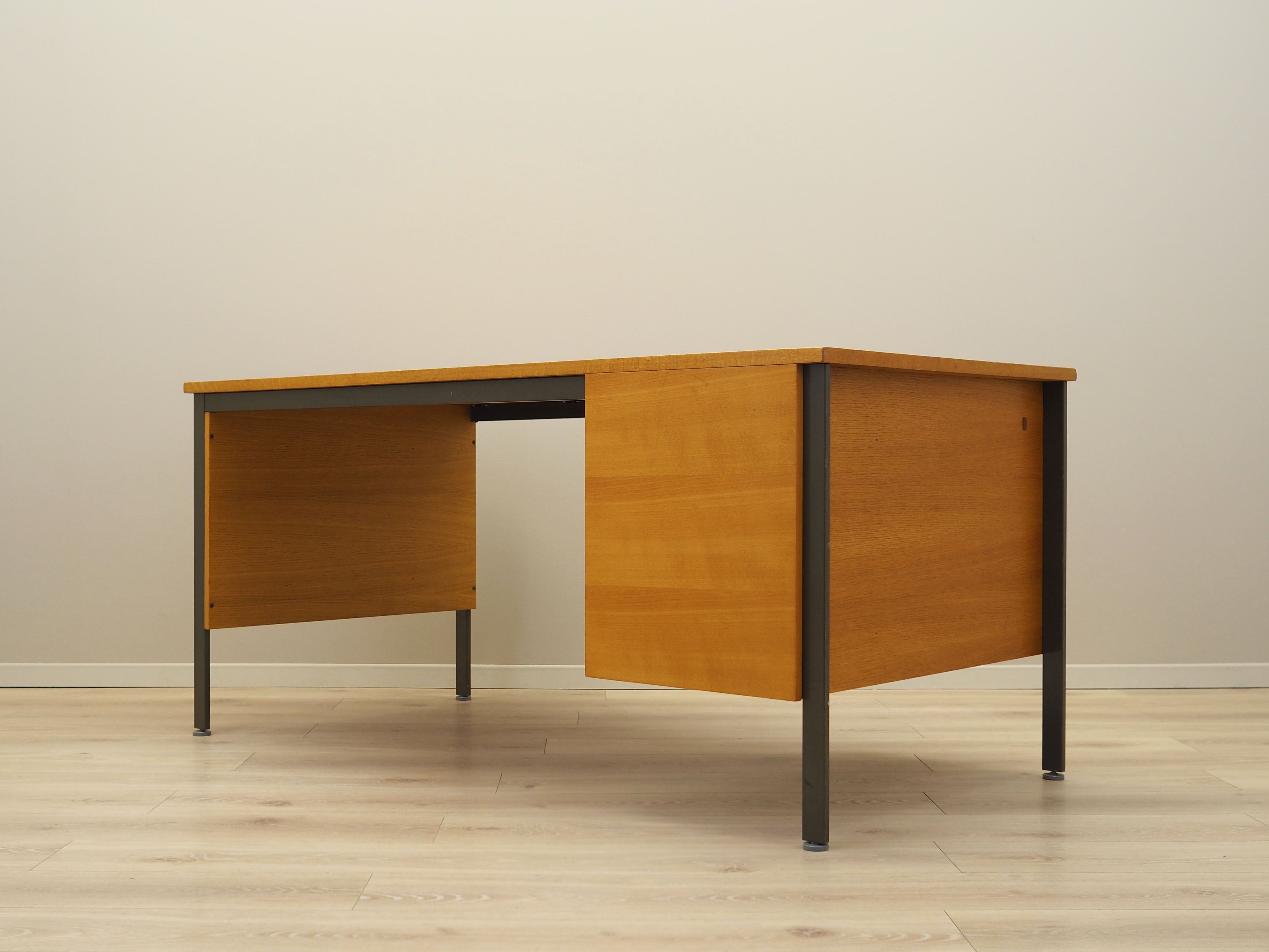 1970s_Danish_Mid-Century_Ash_Desk_by_System_B8_Møbler,_Metal_Legs_and_Two_Drawers