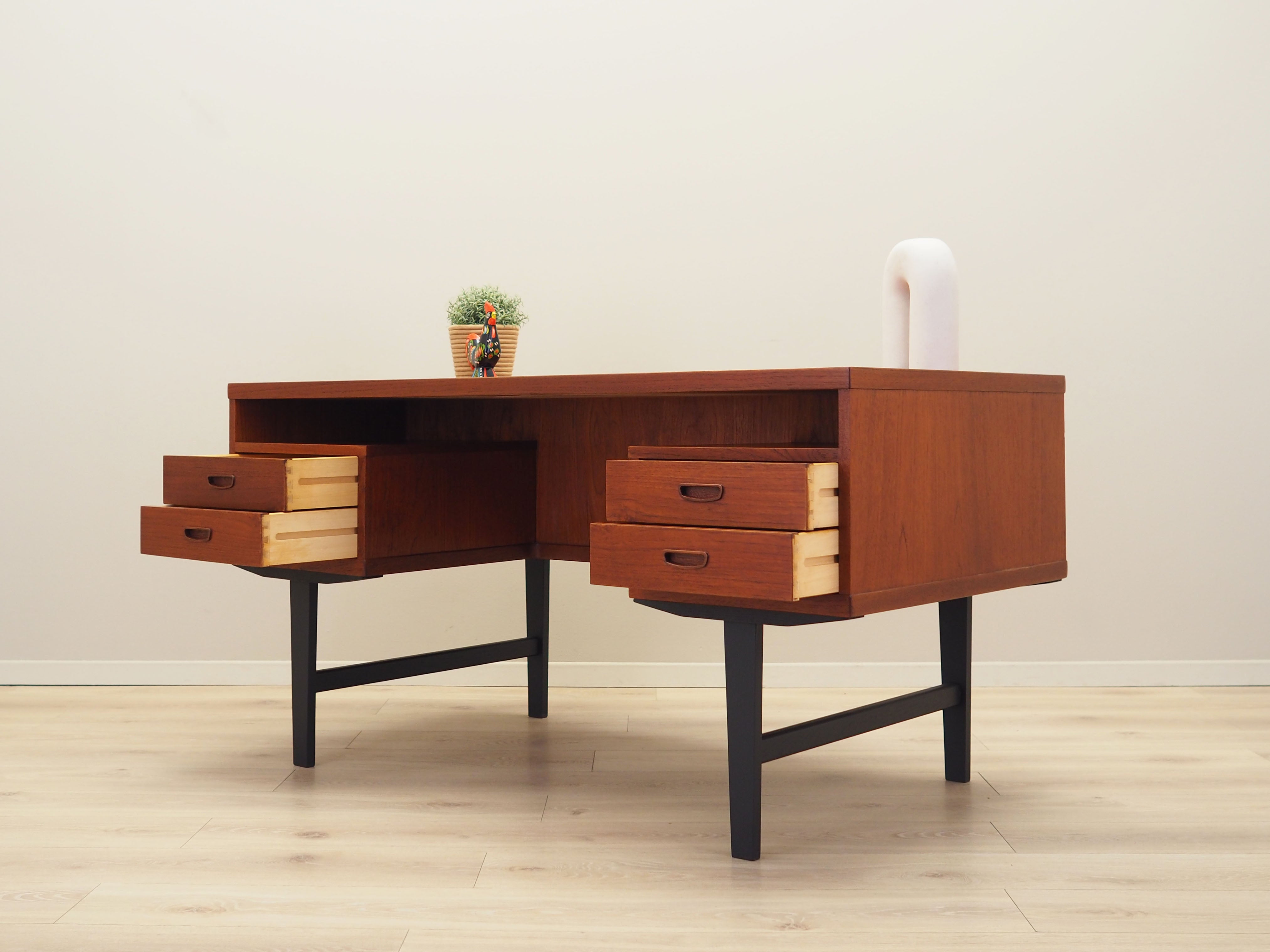 1970s_Danish_Teak_Executive_Desk_with_Four_Drawers,_Rear_Cabinets_and_Solid_Wood_Legs