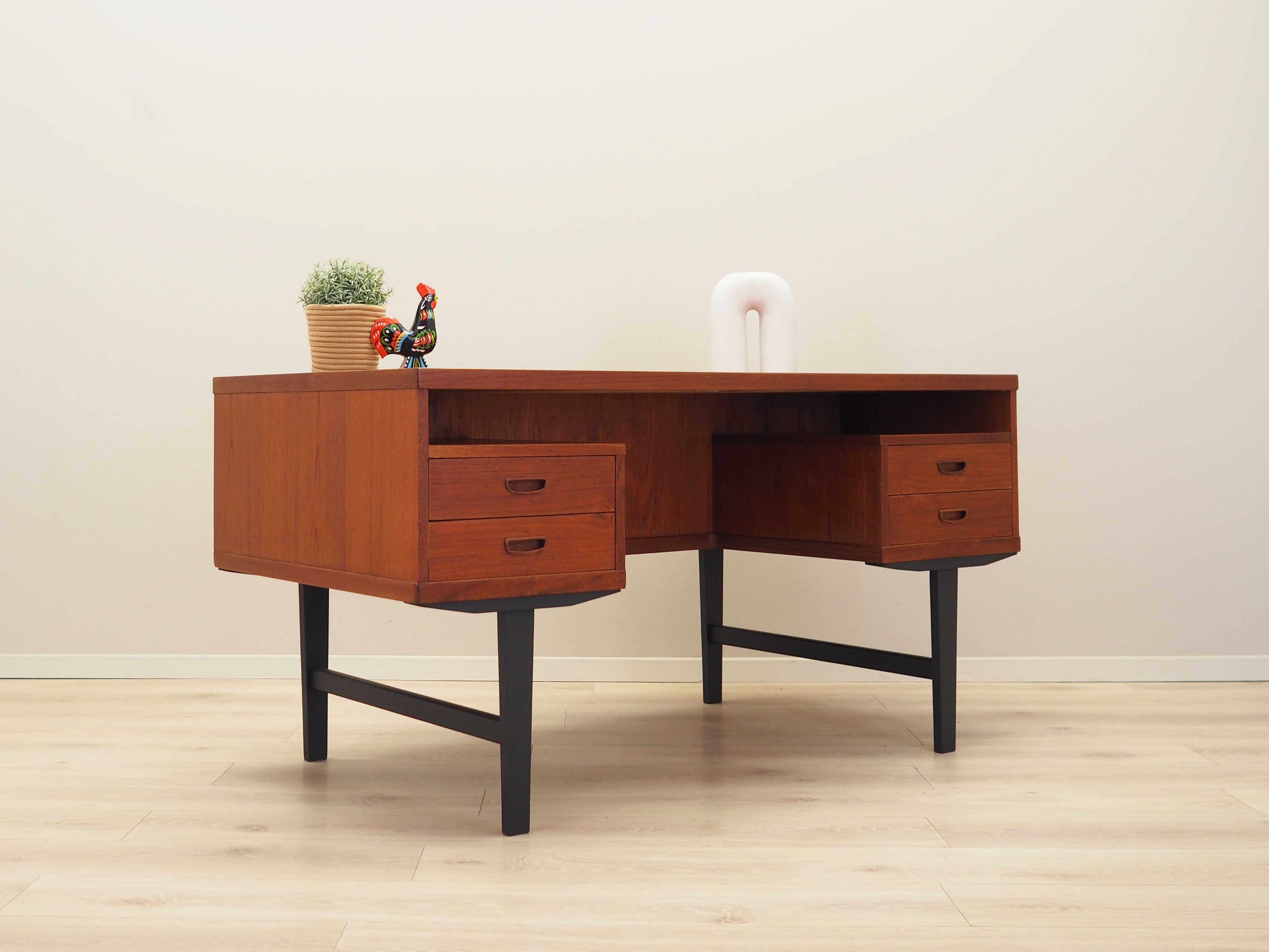 1970s_Danish_Teak_Executive_Desk_with_Four_Drawers,_Rear_Cabinets_and_Solid_Wood_Legs