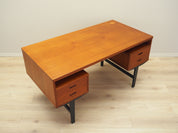 1970s_Danish_Teak_Executive_Desk_with_Four_Drawers,_Rear_Cabinets_and_Solid_Wood_Legs