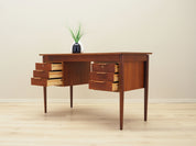 1960s_Danish_Teak_Desk_with_Six_Drawers_and_Solid_Wood_Legs,_Scandinavian_Mid-Century_Modern