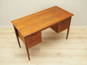 1960s_Danish_Teak_Desk_with_Six_Drawers_and_Solid_Wood_Legs,_Scandinavian_Mid-Century_Modern