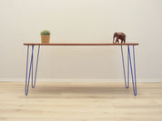1970s_Danish_Teak_Desk_with_Blue_Metal_Legs,_Scandinavian_Mid-Century_Modern_Design