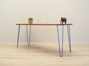 1970s_Danish_Teak_Desk_with_Blue_Metal_Legs,_Scandinavian_Mid-Century_Modern_Design