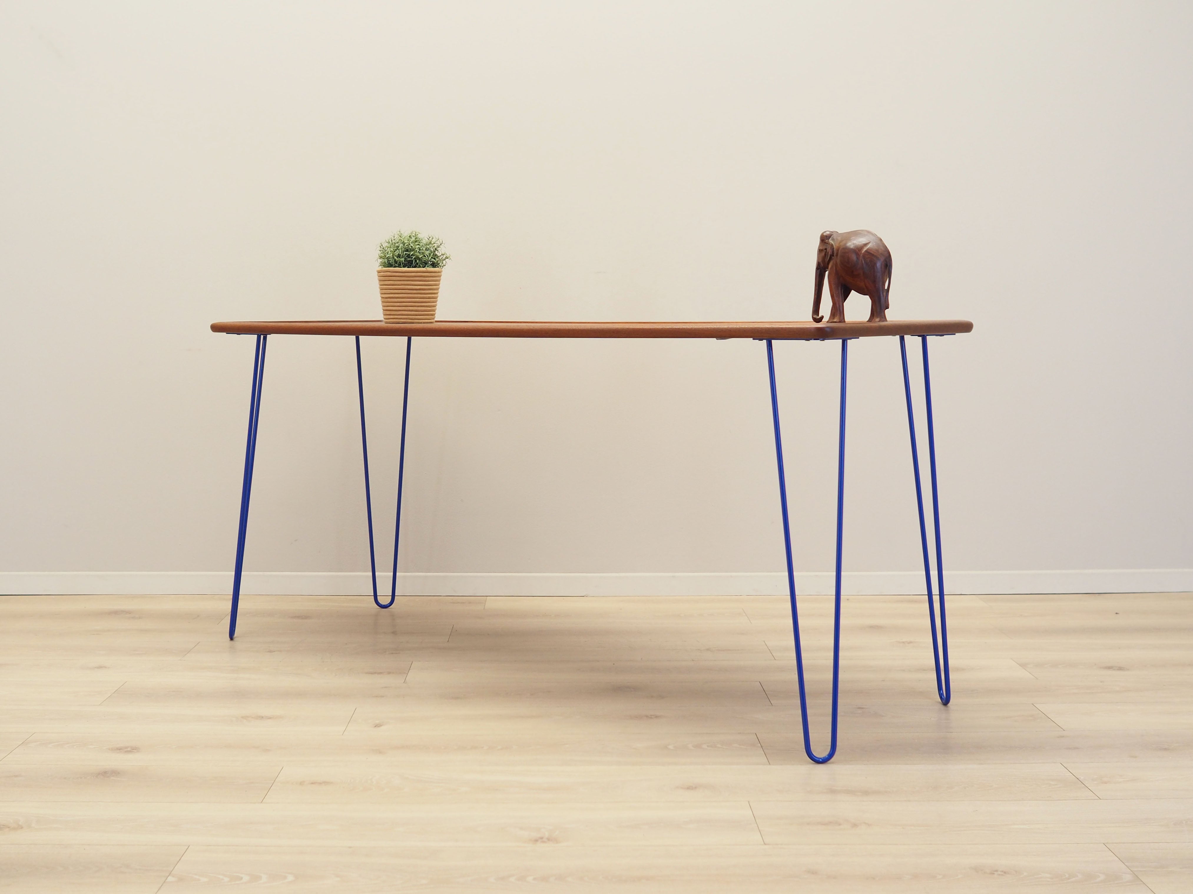 1970s_Danish_Teak_Desk_with_Blue_Metal_Legs,_Scandinavian_Mid-Century_Modern_Design