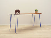 1970s_Danish_Teak_Desk_with_Blue_Metal_Legs,_Scandinavian_Mid-Century_Modern_Design