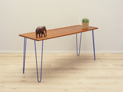 1970s_Danish_Teak_Desk_with_Blue_Metal_Legs,_Scandinavian_Mid-Century_Modern_Design