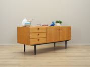 1970s_Danish_Ash_Sideboard_by_Svend_Langkilde,_Black_Wood_Legs,_Three_Drawers_and_Adjustable_Shelves