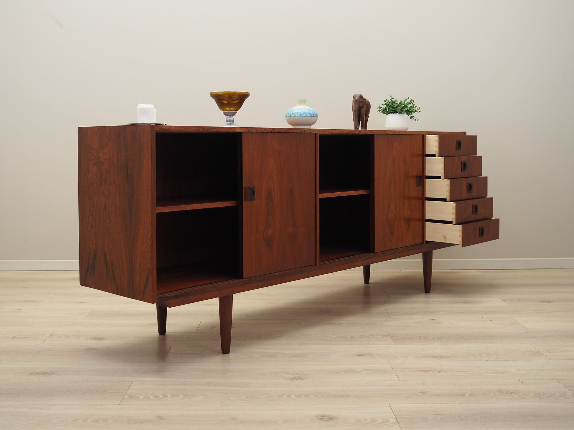 1960s_Danish_Rosewood_Sideboard_by_Farsø_Møbelfabrik,_Sliding_Doors,_Five_Drawers_and_Adjustable_Shelves